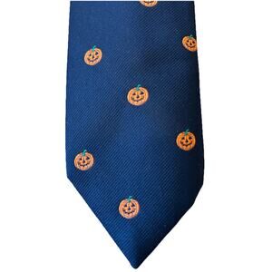 Johnny Appleseeds TIE Jack O’ Lantern Pumpkin Halloween Holiday VTG Orange Blue